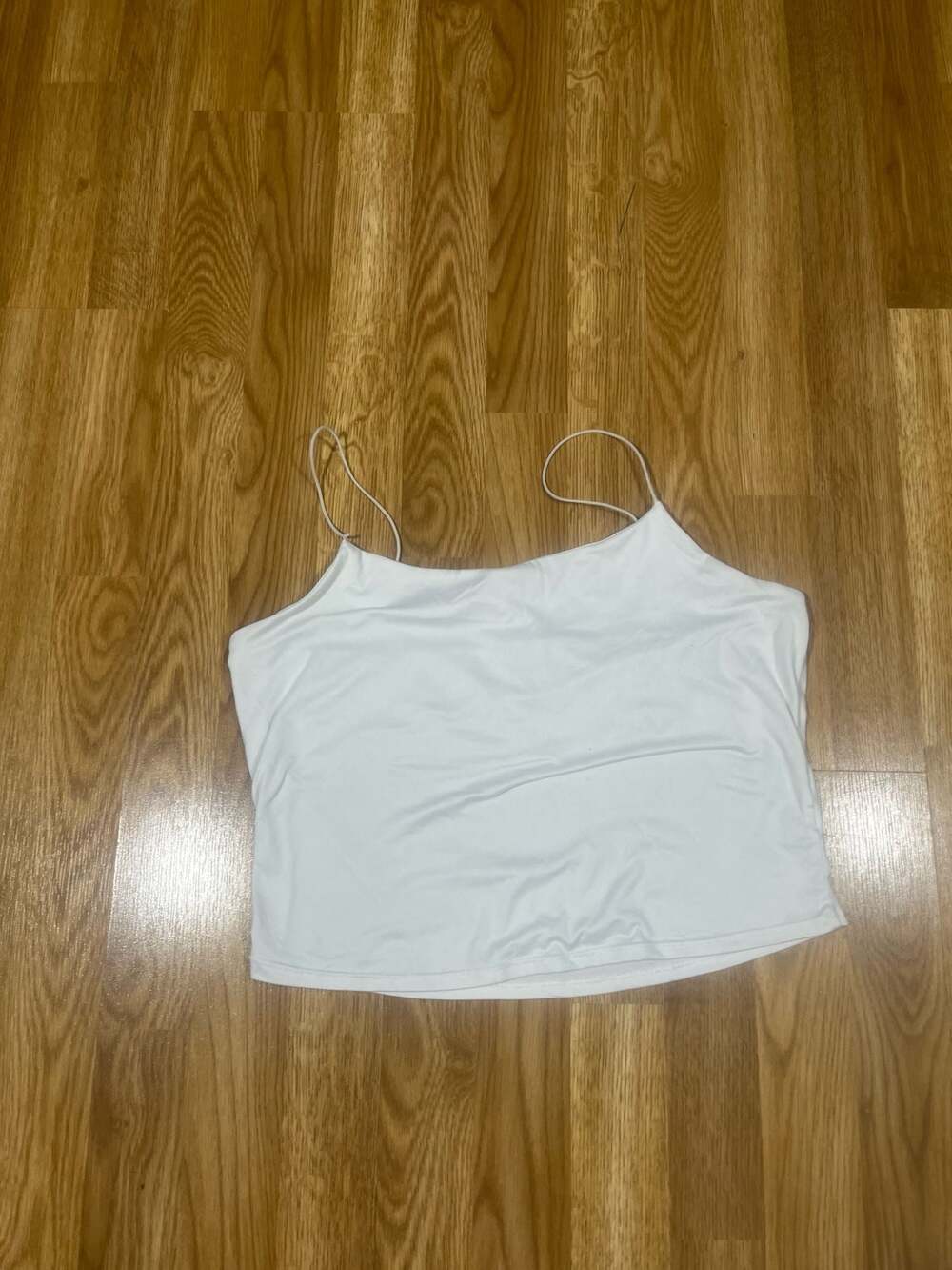 Gaze Women's White Spaghetti Strap Crop Cami Tank Top
